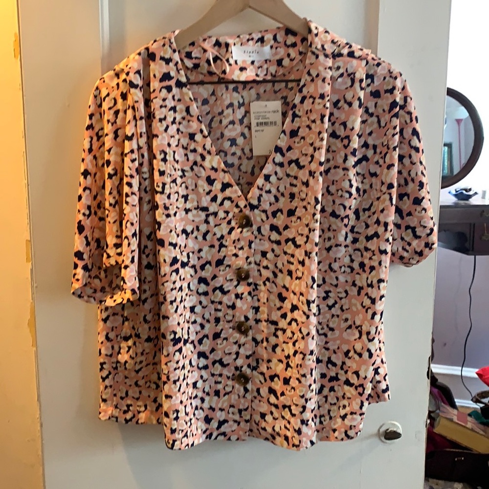 Pink Leopard Cropped Blouse